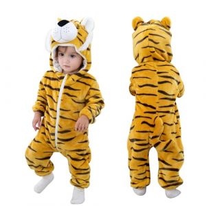 Cooky.D Pyjama &agrave; capuche pour b&eacute;b&eacute; en flanelle - Taille 70 cm (2 - 5 mois) - Marron - Lion (MICHLEY INTERNATIONAL, neuf)