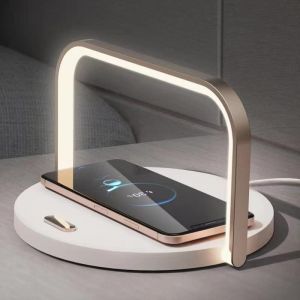 TeamSky Lampe de Chevet LED, Lampe de Chevet Chargeur Sans Fil,Veilleuse Tactile à Intensité Variable avec 3 Niveaux de Luminosité Charge USB pour Lecture,Chevet,Chambre,Salon, Bureau (jifengshopping, neuf)