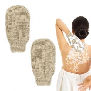 Ensemble gant exfoliant et sangle de lavage du dos en fibre de jute naturelle, gants exfoliants, gants exfoliants et gants de massage pour exfolier le corps, outil exfoliant de douche, nettoyage doux (WHITE SHOP ONLINE, neuf)