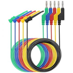 IGNPION 5pcs 4mm c&acirc;ble de test fiche banane &agrave; crochet de test minigrabber pour multim&egrave;tre longueur de 3M,P1045 (SunGiRay, neuf)