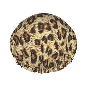 Beau bonnet de douche en fourrure de tigre pour femme, double bonnet de bain imperméable conçu pour tous les cheveux. (yichangZX, neuf)