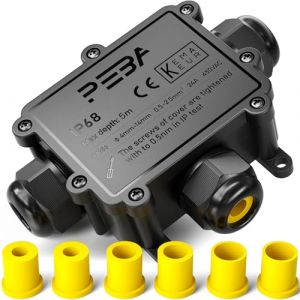 PEBA® Boîte de dérivation étanche IP68 - Etanche Boîte de Jonction - Boîtier de raccordement électrique 3 voies pour câble de Ø4-14mm - Connecteurs de Câbles Étanches,Parfait pour câble extérieur,T (PEBA-EU, neuf)