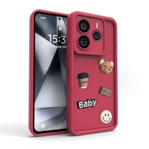 PanXCase Coque pour Xiaomi Redmi Note 14 5G - &Eacute;tui 3D Ourson Sourire Motif D&eacute;sign Cute Silicone, Protection Cam&eacute;ra Filles Femmes Antichoc Housse (Wine Red) (PanXuan, neuf)