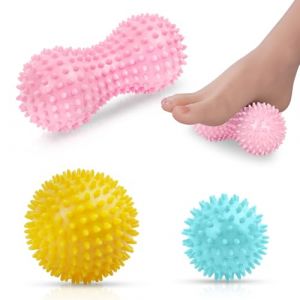 URAQT Set unique de 3 balles de massage diff&eacute;rentes,Massage de Trigger Point, Boule Myofasicale,Boule d'exercice, Balle de Massage Pour Masser les Pieds,dos,&eacute;paules, Bras,Rose Clair (withchance, neuf)