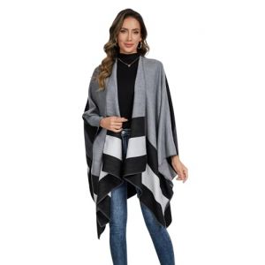 colornival Poncho Femme Hiver &Eacute;l&eacute;gant Ch&acirc;le Femme Chaud Poncho Cape R&eacute;versible &Eacute;charpe Ch&acirc;le Hiver Automne Cadeau de No&euml;l pour Femme (Cobety-EU, neuf)