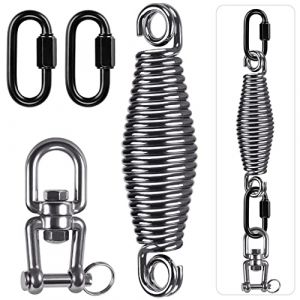 SELEWARE Kit de Suspension &agrave; Ressort pour Sac de Frappe Lourd Capacit&eacute; 150 kg Ressort Lourd avec &eacute;merillon et 2 mousquetons Accessoires de Suspension rotatifs &agrave; 360 pour Sacs de Frappe Lourds (Lifeswell, neuf)