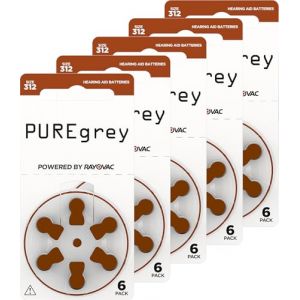 PUREgrey Lot de 30 piles pour appareils auditifs type 312 - Piles conçues pour une performance maximale - Pack de 5 blisters de 6 piles auditives - Code couleur PR41 marron 1,45 V (WS Uhren/Schmuck, neuf)
