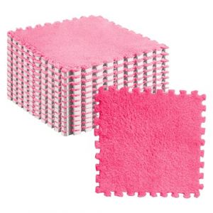 Tapis de Sol en Mousse, Puzzle en Peluche, Carreaux Moelleux, D&eacute;coupables, Antid&eacute;rapants, &agrave; Embo&icirc;tement, 10 Pi&egrave;ces (Rose Rouge) (HONG SE XI, neuf)