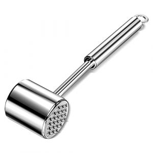 Relota Attendrisseur de Viande en 304 Acier Inoxydable, Marteau a Viande de Cuisine Double Face pour M&eacute;nag&egrave;re Marteau &agrave; Steak Argent 27 cm de Long, pour Schnitzel, Steak, Boeuf, Poulet, Porc (FERESTEANU MARIGAB S.R.L., neuf)