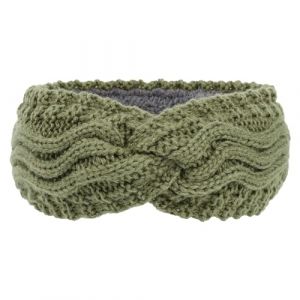 Bandeaux d'hiver pour femme - Avec doublure en polaire moelleuse - Cache-oreilles - Motif torsad&eacute; - Chaud - Cadeau - Serviette de sauna - 180 x 70 cm - Vert - Taille unique (GHgeui, neuf)