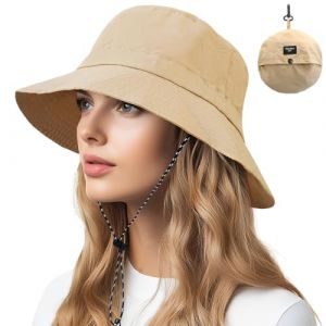 GGUFAY Imperm&eacute;able P&ecirc;che Chapeaux,Chapeau de p&ecirc;cheur pour femme, Chapeau de Soleil Anti-UV Pliable en Nylon,Chapeau de Soleil pour Femme,pour Activit&eacute;s de Plein Air(Khaki) (Rfervgauk, neuf)