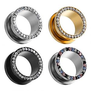 COOEAR Écarteur d'oreille en acier pour femme Taille 8g (3mm) à 16mm (KUBOOZ PIERCING, neuf)