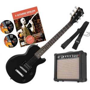Rocktile L-50B Junior 3/4 Mensur SET (Guitare &eacute;lectrique pour enfants de 6 &agrave; 12 ans, amplificateur, sangle, c&acirc;ble) noir (Maison de la musique Kirstein, neuf)
