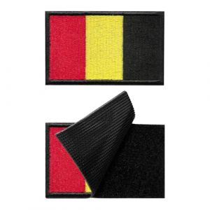 SUCIKORIO Lot de 2 &eacute;cusson &agrave; Coudre Belgique Tissus Patch Autocollant Textile &eacute;cusson Drapeau Belge Ecusson Scratch Militaire Patchs Brod&eacute;s Airsoft Patch Pour Sac &agrave; Dos, Conception de Bricolage (Darmoo, neuf)