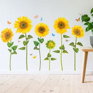 DECOWALL SG2-1905 Aquarelle Tournesol Autocollants Muraux Mural Stickers Chambre Enfants Garderie Salon wall adhsif maison dcalcomanies (FR DECOWALL, neuf)