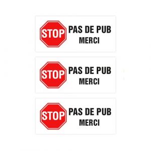 Finoly Stop Pub Pack 3 Unités | Pas de Pub Merci est Imperméable | Autocollant Stop Pub Boite aux Lettres 4x8 cm | Stop Pub Boite aux Lettres Autocollant | Stickers Pas de Publicité Boite (AyR Shop, neuf)