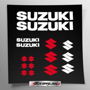 Kit autocollants compatible avec Suzuki réservoir et casque moto | Autocollant pré-réglé facile d'application | inscriptions logos | Stickersland® (blanc mat) (Stickersland, neuf)