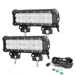 SKYWORLD Rampe LED,90W Phare de Travail LED con Faisceau de Câblage Rampe 2 pièce,Combo Faisceau de Spot D'inondation Barre LED 4x4 pour Offroad Véhicules Voiture Camions SUV ATV 4x4 (FSYP, neuf)