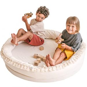 MINICAMP Tapis de Jeu pour Enfants pour Jeux au Sol et nid de Sommeil - 100% Coton et décoration Unique avec des Pompons - Tapis pour Enfants de 110 cm de Large - Matelas en Mousse Extra Doux (MINICAMP, neuf)