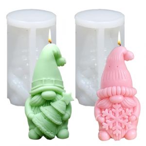 2 Pièces Moule en Silicone Noël, Moules en Silicone Gnome de Noel, Moule pour Bougie Noël 3D, Moules Bougie Gnome Noel pour Plâtre, Béton Créatif, Artisanat Noel Décoration de Maison (JINGMINGHE, neuf)