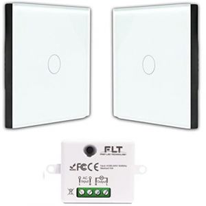 KIT interrupteur sans fil - 2 Télécommandes murales + 1 Mini récepteur encastrable - Va et vient sans travaux - Commande à distance - commutateur radio RF (2+1) Blanc (Fast Led Technology, neuf)