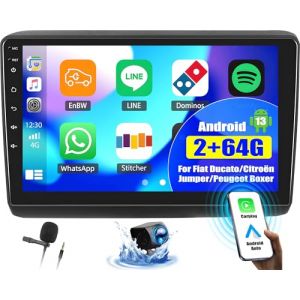 OiLiehu 2+64G Android 13 Autoradio pour Citroën Jumper 2/Peugeot Boxer 2/Fiat Ducato avec CarPlay Android Auto sans Fil, 9“ Écran Tactile avec GPS WiFi Bluetooth Lien Miroir FM RDS EQ Caméra Arrière (Liuhuzhekeji, neuf)