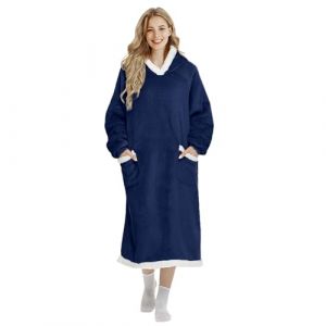 FEELJAM Couverture avec Manches et Capuche Couverture Portable Couverture Bleu Marine Adulte 80 x 150 cm, Couverture &agrave; Capuche (80 x 150 cm, Bleu Marine) (suszuz, neuf)