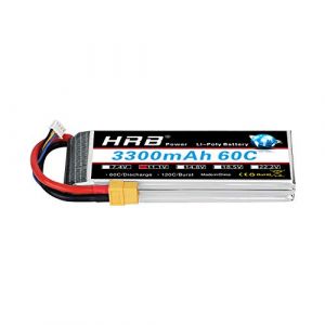 HRB 11.1V 3300mAh 3S 60C Lipo RC Batterie avec Prise XT60 pour RC Racing Avion hélicoptère Camion Camion Traxxas Slash DJI DJI F450 F550 Flamme fantôme Kyosho Racing Truck (HRB POWER Official store, neuf)