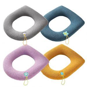 Zuzer 4PCS Housse de Siège de Toilette Lavable Housse de Siège de WC Housse de WC Toilet Seat Cover Thermique Toilet Seat Cushion Siège de Toilettes Générique Abattant WC Coussin pour Quatre Saisons (Zuzer, neuf)