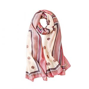 LumiSyne Femme Foulard En Soie Imprimé Fleur Classique Chaîne Géométrique Lettre Motif Châle Étole Léger Doux Écharpe Cadeau Pour Votre Lady Toutes Les Saisons (LumiSyne-FR, neuf)