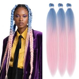 S-noilite EZ Braids Extensions de cheveux pré-étirées faciles à tresser pour crochet Box Twist Braids Ombre Yaki synthétiques Réglage de l'eau chaude, 66cm 3 paquet 281g,Blond cendré à blond décoloré (EU Fancy Activestyle, neuf)