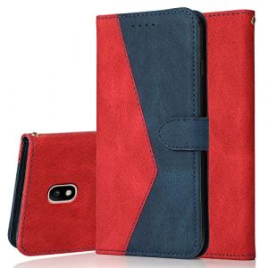 Radoo Coque pour Samsung Galaxy J730 / J7 2017, Housse &Eacute;tui en PU Cuir Portefeuille &Eacute;tui &agrave; Rabat Clapet Protection Magn&eacute;tique Flip Cover Wallet Case avec Carte Fentes, Fonction Stand (Rouge Bleu) (Youcente, neuf)
