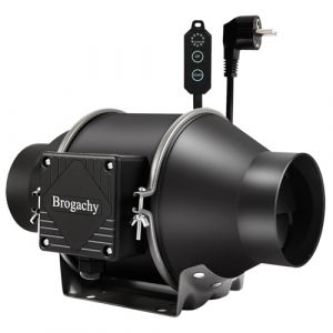 Brogachy 100mm Extracteur d'Air réglable PWM, 3000 RPM ventilateur extracteur, Triphasé EC Moteur, avec débit d'air et 365 m³/h, Pour Tentes Culture,Hydroponique, Domestique,Grenier et Garag. (Brogachy FR, neuf)