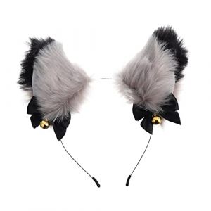 Générique bandeau de cloche d'oreille de chat accessoires chien bandeau oreille de loup pour enfant oreilles bandeaux hallowen ribbon vsp noel bandeau d'oreille bandeau de fête en tissu Grey (MLOOZK, neuf)