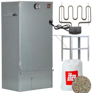 ITA Fumoir &eacute;lectrique 7005 - Kit fumoir avec chauffage, table - Fumoir avec thermom&egrave;tre - Acier inoxydable - Qualit&eacute; UE - Directement du fabricant - 81 cm avec 3 &eacute;tages (ITA HOME AND GARDEN, neuf)