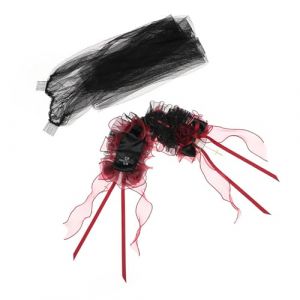 Bandeau En Dentelle &Agrave; Volants Anime Maid Rose Fleur Ruban Bowknot Coiffe Avec Voile Vintage Cosplay Party Accessoires De Cheveux &Eacute;l&eacute;gant Rose Flower Bandeau (HEziej, neuf)