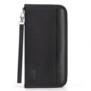 Looxmeer Portefeuille Homme, Pochette Passeport Porte-Passeport Organisateur de Voyage Familial avec Blocage RFID Porte-Document Pochette pour Billet d'avion Voyage Accessoires, Noir (XIAOTENG, neuf)