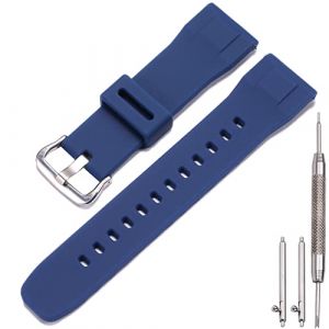 MCXGL Bracelet de montre en silicone imperm&eacute;able compatible avec Casio Protrek PRG650 600 PRW6600 - Bracelet de montre sport pour homme - 24 mm - Boucle argent&eacute;e (bleu fonc&eacute;) (MCXGL, neuf)