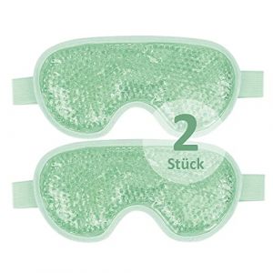 NEWGO Masque Yeux Froid, Masque Des Yeux Gel Gonflés, Cernes, Migraine Réutilisable masque froid pour les yeux avec dos en peluche de Poche de Glace en Yeux pour Thérapie Froid Chaud (vert)-2PCS (BK Newgo, neuf)