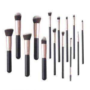 WENH Femmes maquilleuse outils de maquillage 14 ensemble pinceau de maquillage poudre libre fond de teint brosse douce brosse Portable combinaison multi-usages(14 set heijin) (WH Home Life Store, neuf)