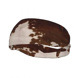 Bandeau de sport imprim&eacute; peau de vache rouge marron &ndash; Bandeaux de sport polyvalents pour enfants et adultes Bandeau r&eacute;glable (JUNGTae, neuf)