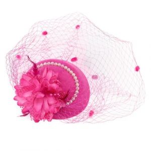 Cazqgoy Chapeau bibi pour femme, chapeau de fête de thé, chapeaux bibi pour femmes accessoires de cheveux de mariage chapeau en veil, Rose, L (Goypin, neuf)