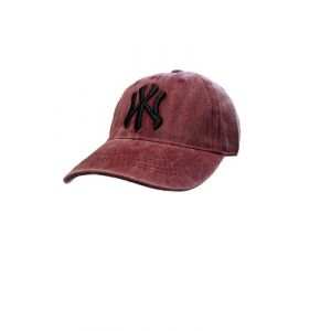 BLUECHOLON Casquette pour enfant avec broderie NY à 6 panneaux avec fermeture réglable. Avec trous d'aération brodés. Casquette pour enfants, filles et garçons entre 4 et 13 ans, bordeaux, 30 (Mibandera, neuf)