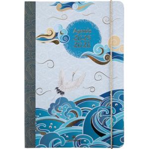 Oberthur - 1 Agenda Semainier Sakura - Août 2025 à Août 2026 - Format 17 x 24,5 cm - Visuel Vagues - Bilingue (Papeterie Libellus, neuf)