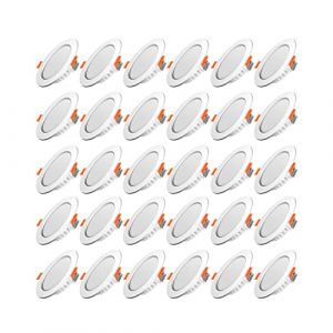 Spot LED Encastrable,Extra Plat,Spot Encastré Led Intérieur Plafond Plafonnier,Rond Ultra Slim Downlight,5W Equivalent 40W Incandescence,230V Blanc Neutre 4500K,Pour Salle de Salon,Cuisine,Lot de 30 (Lizhi16, neuf)