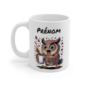 Teecustom Mug Hérisson Personnalisé – Tasse Café Mignonne et Énergique avec Prénom – Cadeau Original (Hibou) (TeeCustom, neuf)