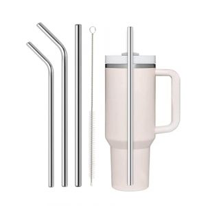 HUVZOR 3 Pi&egrave;ces Pailles en Acier Inoxydable,Pailles M&eacute;talliques R&eacute;utilisables avec 1 Brosse de Nettoyage,Paille Metal pour Cocktails Lait Glac&eacute; Th&eacute; Milkshakes Caf&eacute; Glac&eacute; (Volumetech OU, neuf)