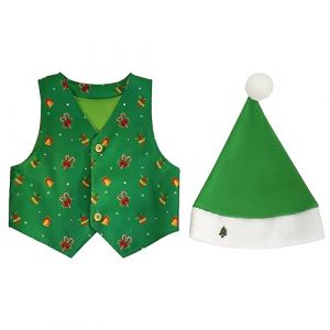 Costume Noel Bebe Gilet De Costume Festif Sans Manches Pour Enfant D'Honneur Veste Vestons Chemise Gilet De F&ecirc;te Col En V Mariage Anniversaire No&euml;l F&ecirc;te Costume Formel Pour Enfant (Xiao hX, neuf)
