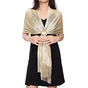 heekpek Chale Femme Mariage Dor&eacute; &Eacute;charpe Ch&acirc;le &Eacute;tole Mariage Wrap Foulard pour Soir&eacute;e C&eacute;r&eacute;monies Parties F&ecirc;tes Mariage, Champagne, Taille unique (HKPK, neuf)