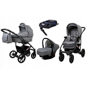 BabyLux® Enfant Poussette Combinée Set 4 en 1 - Largo - incl. Nacelle, Canne, Siège de voiture, ISOFIX Base - Siège Auto - Landau Bébé - avec Sac à langer, Habillage pluie etc. (BabyLux-shop, neuf)